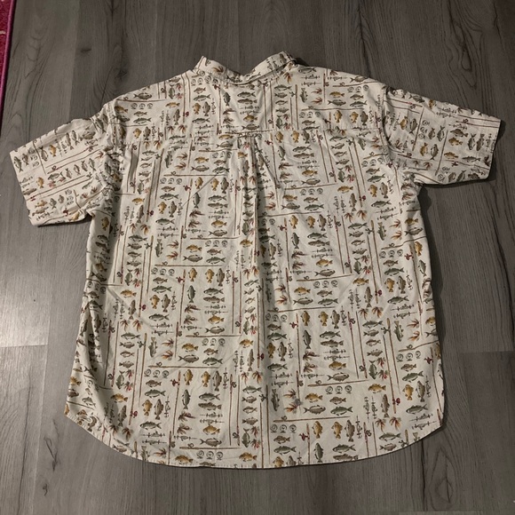 Men’s vintage Woolrich button down short sleeve shirt 2XL BirchFreshwater Fish - Picture 7 of 8